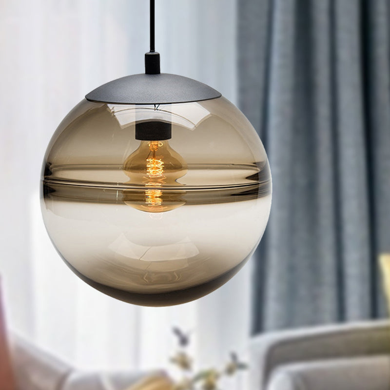 Suspension moderne en verre bleu/café, 1 tête, 8"/10"/12" de large - Parfait pour la salle à manger
