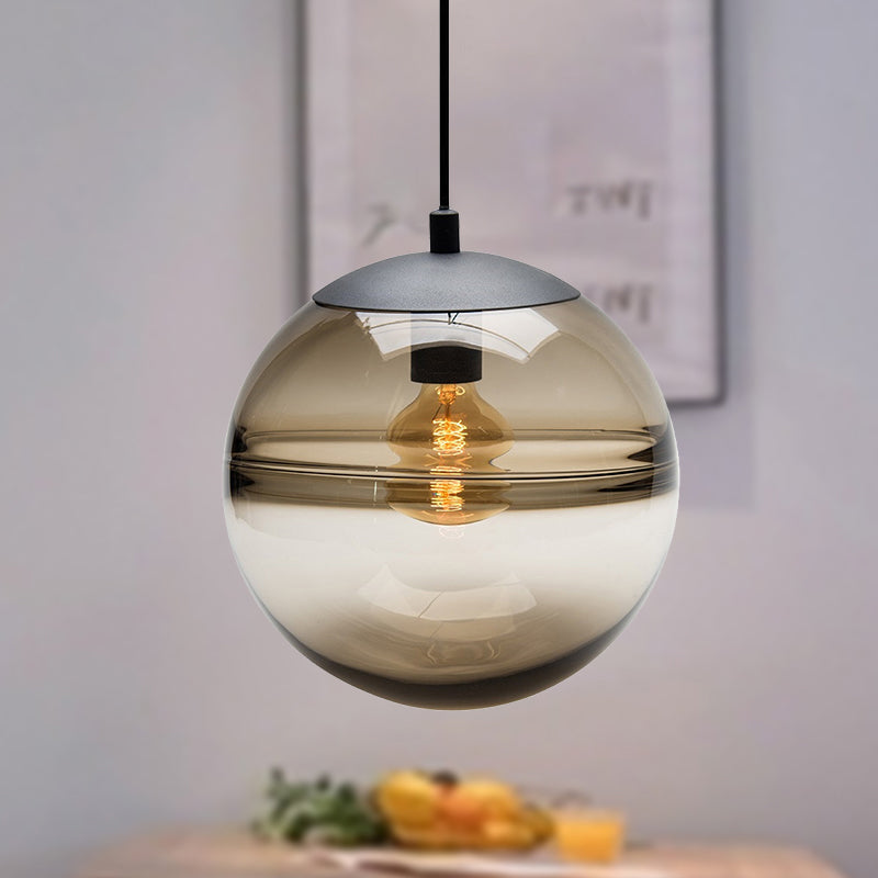 Suspension moderne en verre bleu/café, 1 tête, 8"/10"/12" de large - Parfait pour la salle à manger