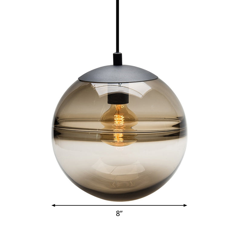 Suspension moderne en verre bleu/café, 1 tête, 8"/10"/12" de large - Parfait pour la salle à manger