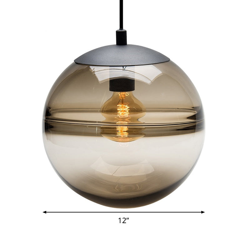 Suspension moderne en verre bleu/café, 1 tête, 8"/10"/12" de large - Parfait pour la salle à manger