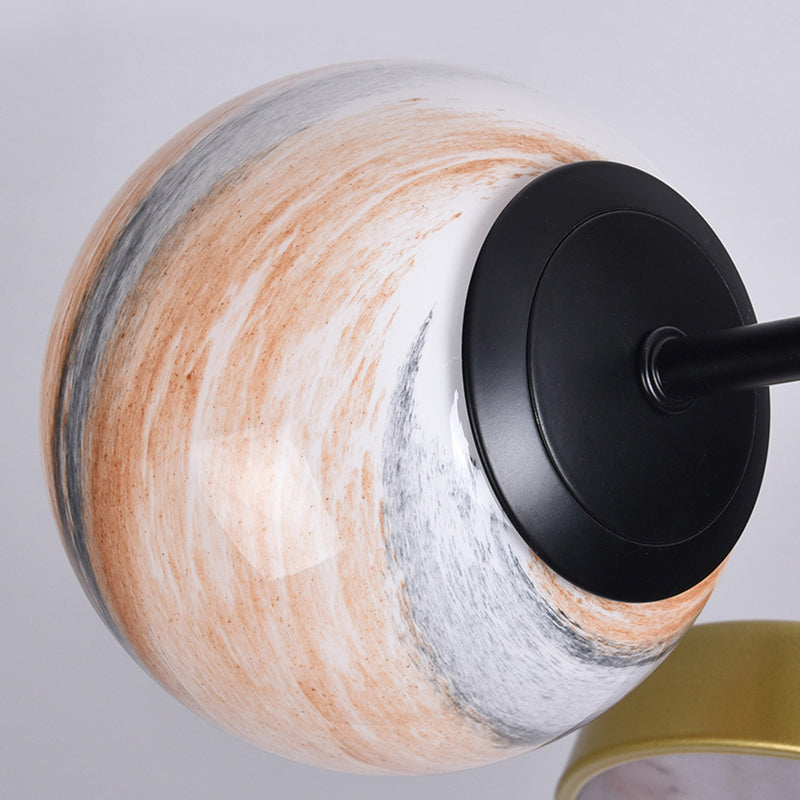 Lustre rond en verre soufflé à la main - Luminaire suspendu contemporain en or (6/8 lumières)