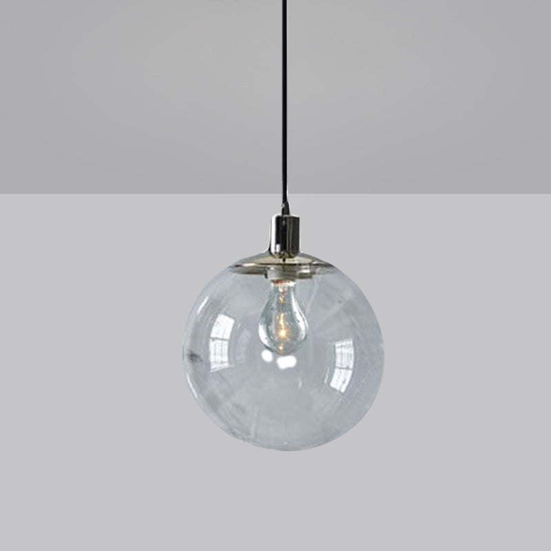 Simple Style Clear Glass Globe Pendant Ceiling Light - Wide 8"/10"/12" - 1 Head Hanging Lamp