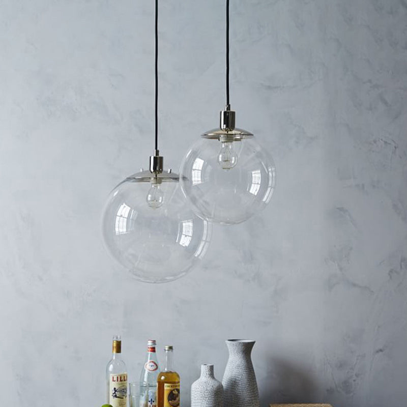 Simple Style Clear Glass Globe Pendant Ceiling Light - Wide 8"/10"/12" - 1 Head Hanging Lamp