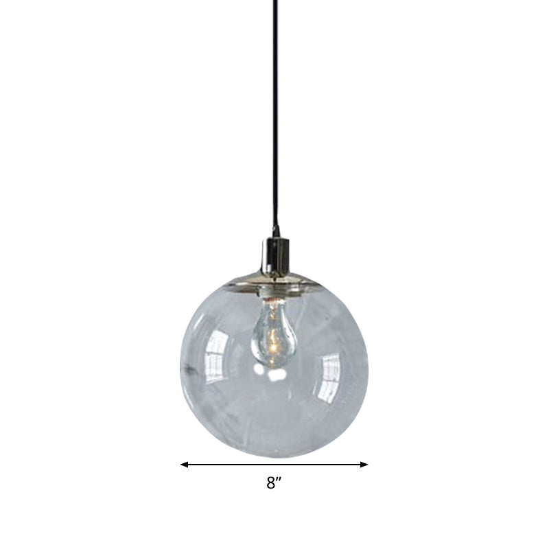 Simple Style Clear Glass Globe Pendant Ceiling Light - Wide 8"/10"/12" - 1 Head Hanging Lamp