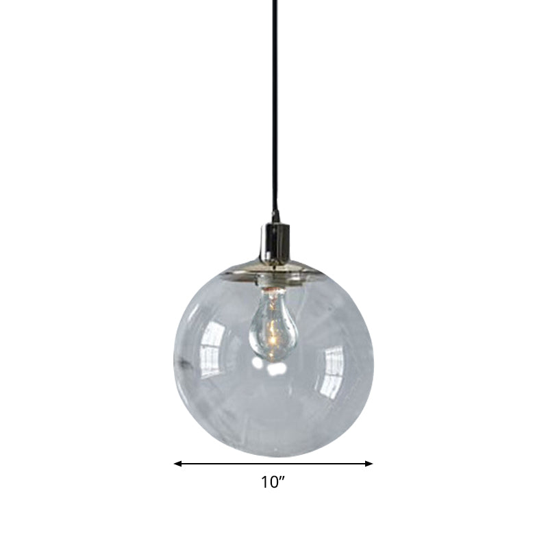 Simple Style Clear Glass Globe Pendant Ceiling Light - Wide 8"/10"/12" - 1 Head Hanging Lamp