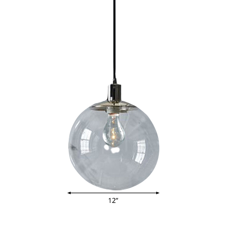 Simple Style Clear Glass Globe Pendant Ceiling Light - Wide 8"/10"/12" - 1 Head Hanging Lamp