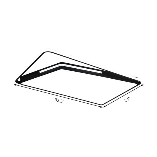Modern Rectangle Ceiling Mounted Led Flush Light Fixture For Living Room - Black/White With