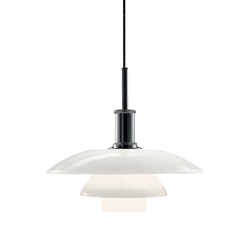 Modern White Glass Hanging Lamp Kit with 3-Tier Suspension for Living Room
