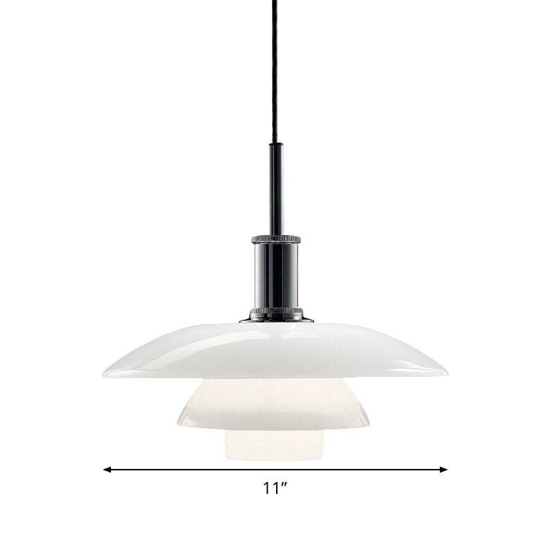 Modern White Glass Hanging Lamp Kit with 3-Tier Suspension for Living Room