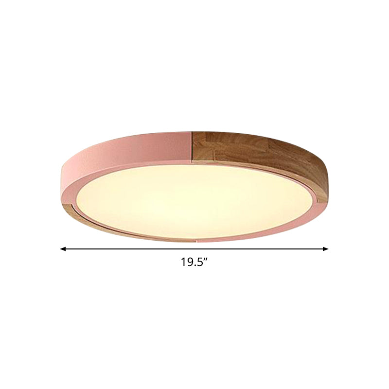 Circular Macaron LED Flush Mount Ceiling Light in 3 Colors and 2 Light Options, 16"/19.5" Wide