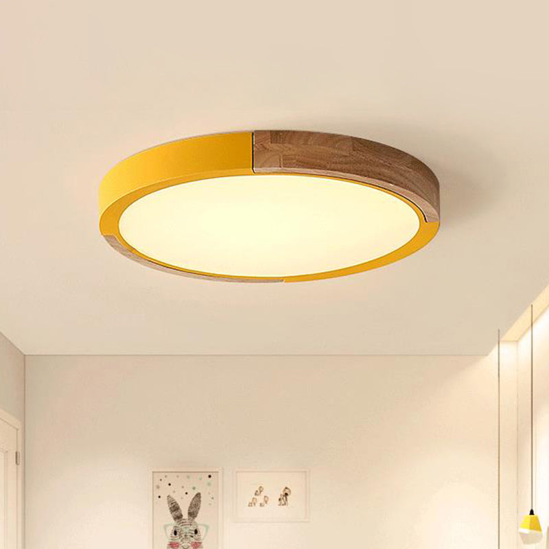 Circular Macaron LED Flush Mount Ceiling Light in 3 Colors and 2 Light Options, 16"/19.5" Wide