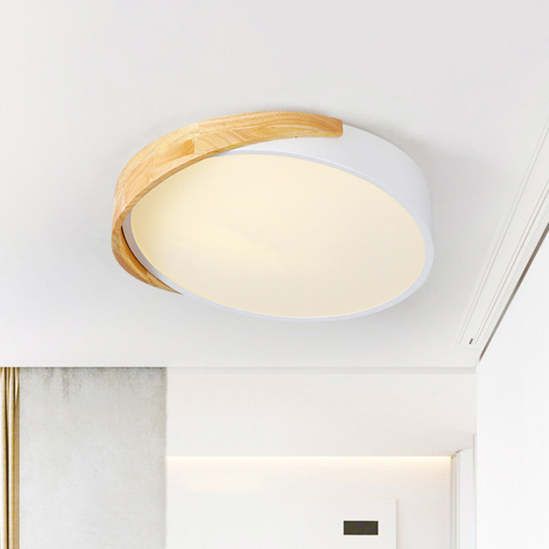 Metal Round Flushmount Macaron LED Ceiling Lamp in Warm/White Light - White Finish