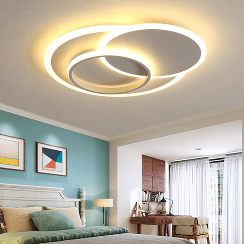 Plafonnier LED encastré moderne pour chambres à coucher - 19"/23" de large, gradation continue, télécommande - Lumière blanche, ambiance chaleureuse