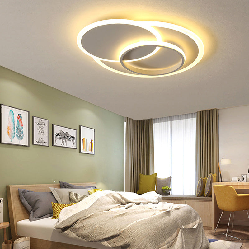 Plafonnier LED encastré moderne pour chambres à coucher - 19"/23" de large, gradation continue, télécommande - Lumière blanche, ambiance chaleureuse