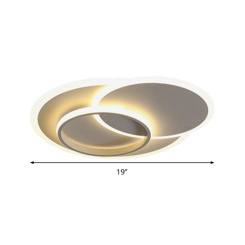 Plafonnier LED encastré moderne pour chambres à coucher - 19"/23" de large, gradation continue, télécommande - Lumière blanche, ambiance chaleureuse
