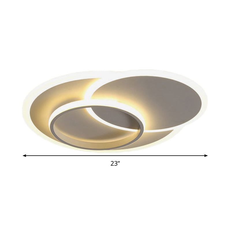 Plafonnier LED encastré moderne pour chambres à coucher - 19"/23" de large, gradation continue, télécommande - Lumière blanche, ambiance chaleureuse