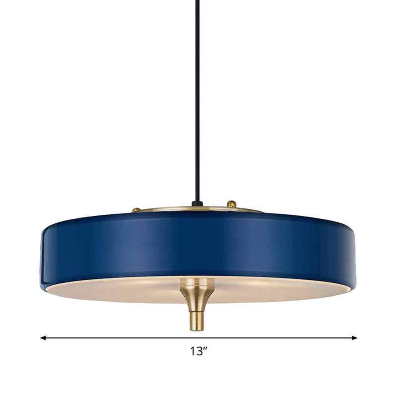 Modern Drum Chandelier Light Blue/White/Black Metal - 3-Light Dining Room Hanging Fixture