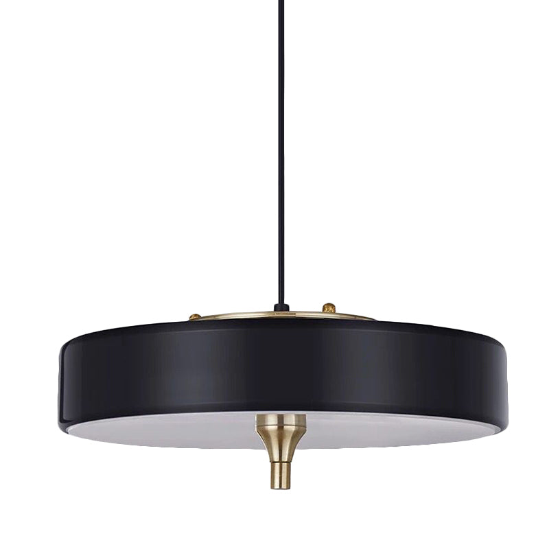 Modern Drum Chandelier Light Blue/White/Black Metal - 3-Light Dining Room Hanging Fixture