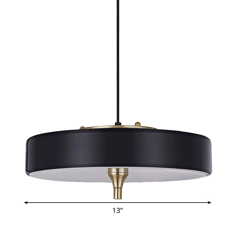 Modern Drum Chandelier Light Blue/White/Black Metal - 3-Light Dining Room Hanging Fixture