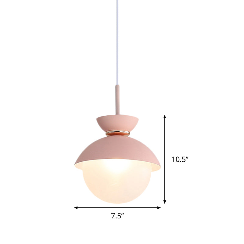 Macaron Metal Pendant Lighting - Flared Design - 1-Light - Gray/Blue/Pink - Dining Room Ceiling Light