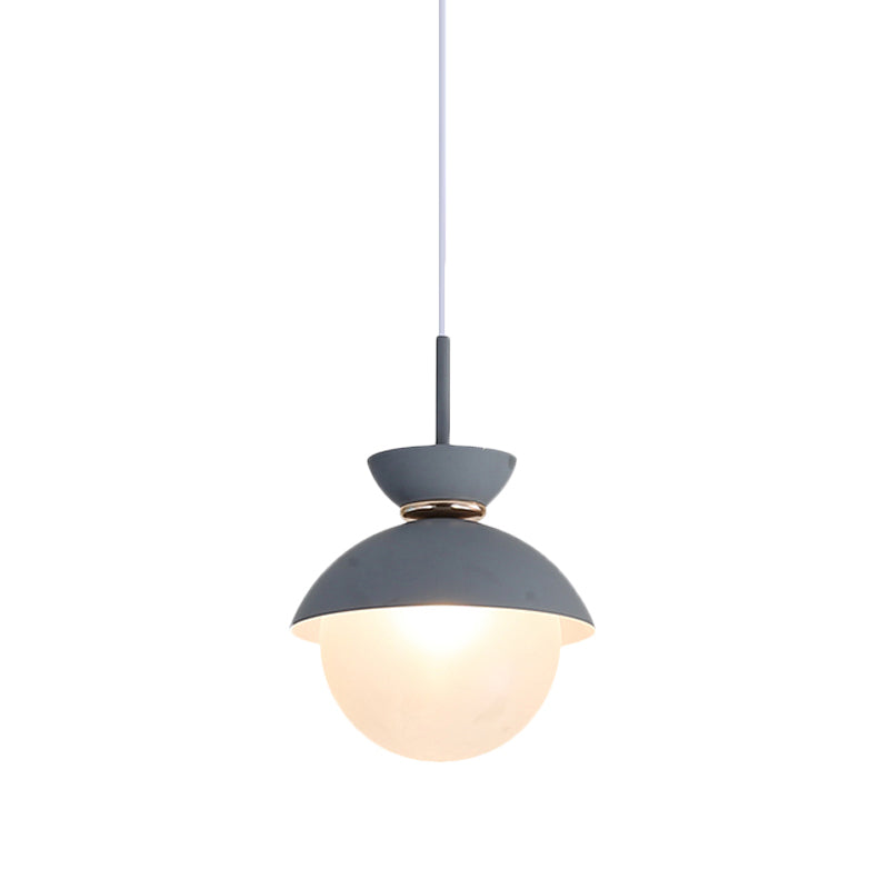 Macaron Metal Pendant Lighting - Flared Design - 1-Light - Gray/Blue/Pink - Dining Room Ceiling Light
