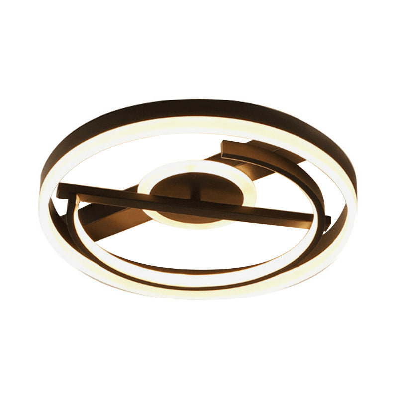 Plafonnier LED contemporain en acrylique circulaire - 16"/19,5" de large - Noir/Blanc - Chaud/Blanc/3 couleurs