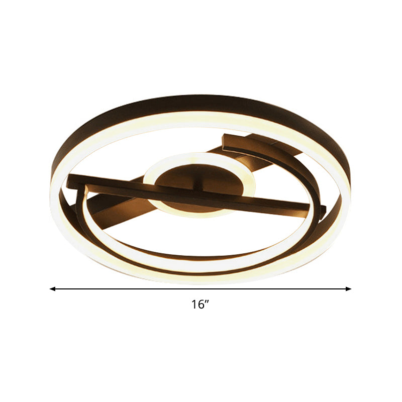 Plafonnier LED contemporain en acrylique circulaire - 16"/19,5" de large - Noir/Blanc - Chaud/Blanc/3 couleurs