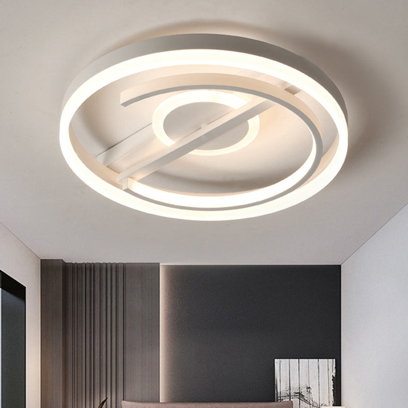 Plafonnier LED contemporain en acrylique circulaire - 16"/19,5" de large - Noir/Blanc - Chaud/Blanc/3 couleurs