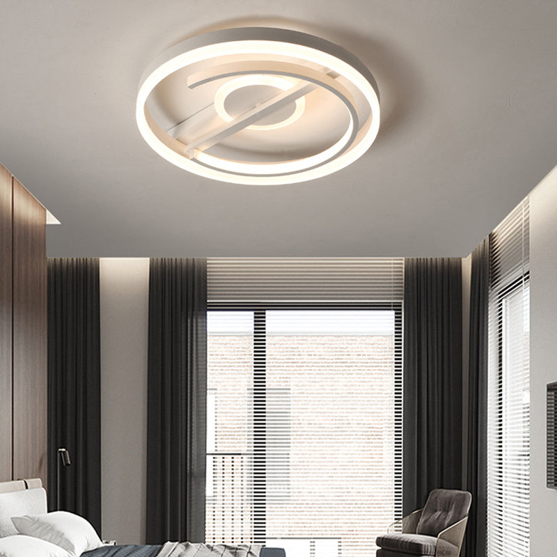 Plafonnier LED contemporain en acrylique circulaire - 16"/19,5" de large - Noir/Blanc - Chaud/Blanc/3 couleurs