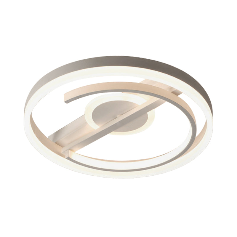 Plafonnier LED contemporain en acrylique circulaire - 16"/19,5" de large - Noir/Blanc - Chaud/Blanc/3 couleurs