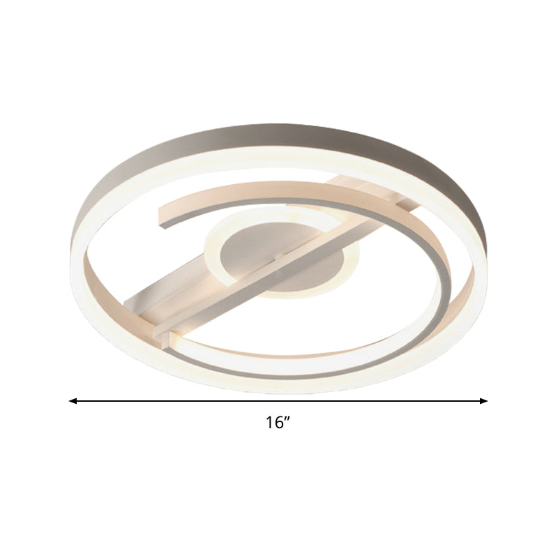 Plafonnier LED contemporain en acrylique circulaire - 16"/19,5" de large - Noir/Blanc - Chaud/Blanc/3 couleurs