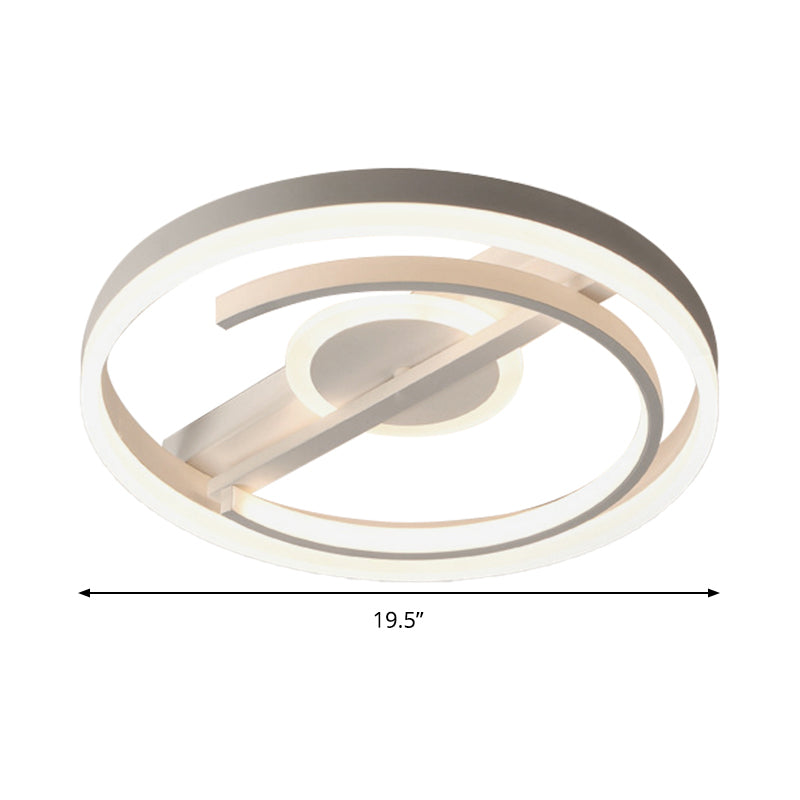 Plafonnier LED contemporain en acrylique circulaire - 16"/19,5" de large - Noir/Blanc - Chaud/Blanc/3 couleurs