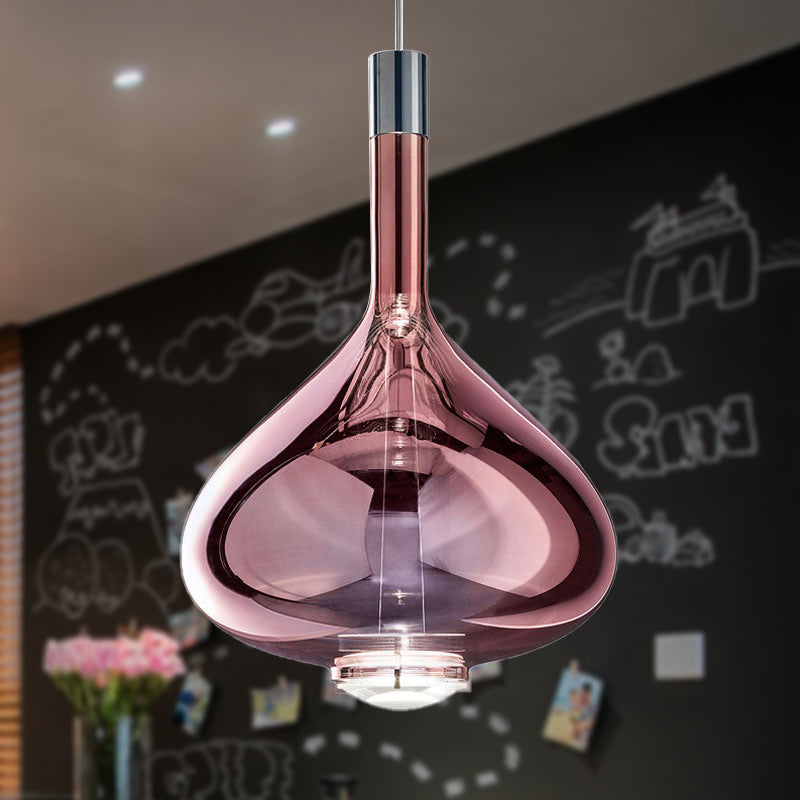 Modern Rose Gold/Clear/Smoke Glass Pendant Light - Beaker-Inspired Shape | 1-Light Dining Room Hanging Kit