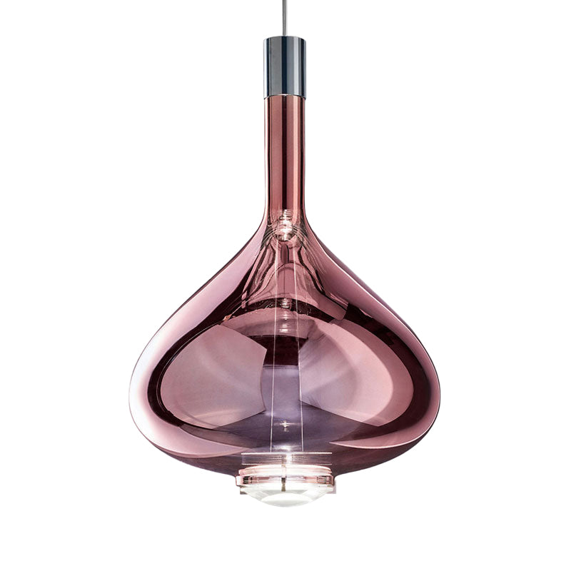 Modern Rose Gold/Clear/Smoke Glass Pendant Light - Beaker-Inspired Shape | 1-Light Dining Room Hanging Kit
