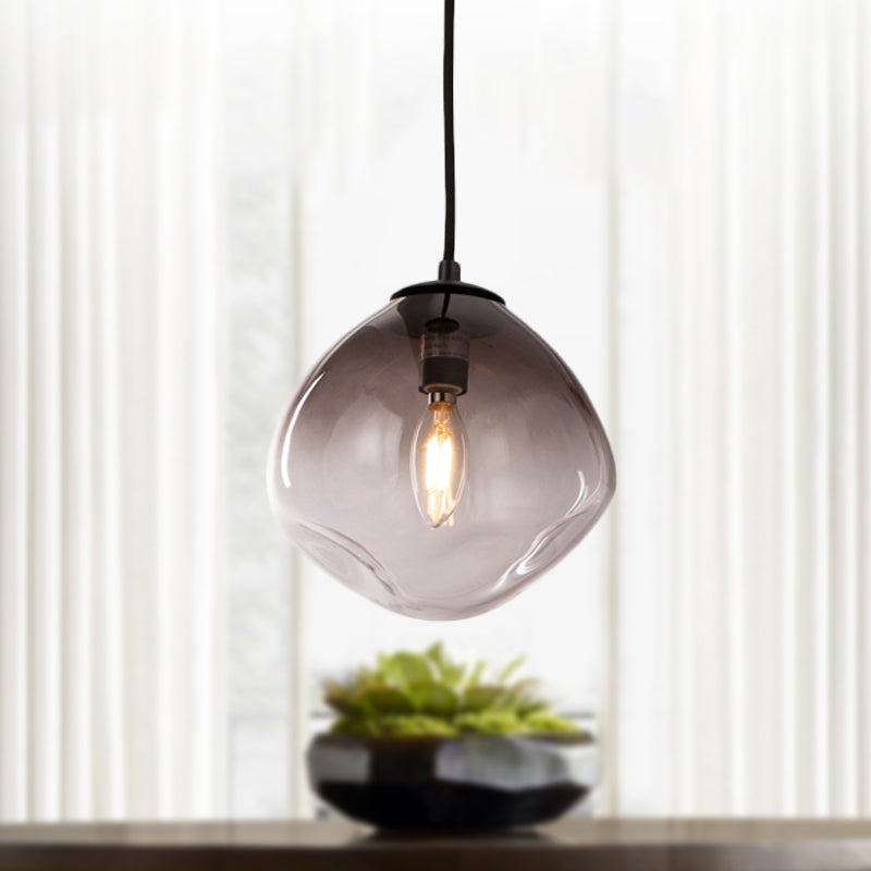 Smoked Glass Oval Pendant Light For Baby Room With Nordic Style Smoke Gray
