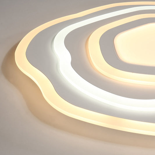 Ultra Thin Acrylic Ripple Ceiling Lamp - 19.5/23.5 W Simple White Led Light In Warm/White