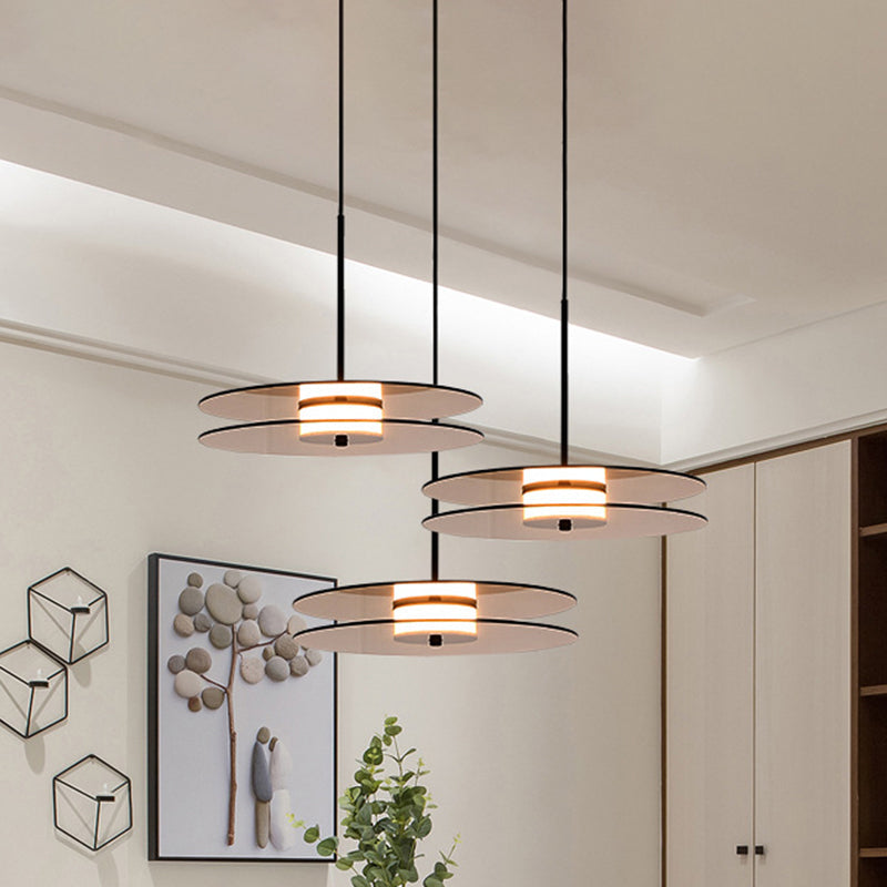 Nordic Glass Disc Pendant Light for Dining Room - Tan - 1 Light