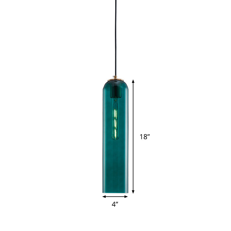 Lampe suspendue tubulaire en verre vert nordique - Lampe de plafond élégante pour chambre à coucher