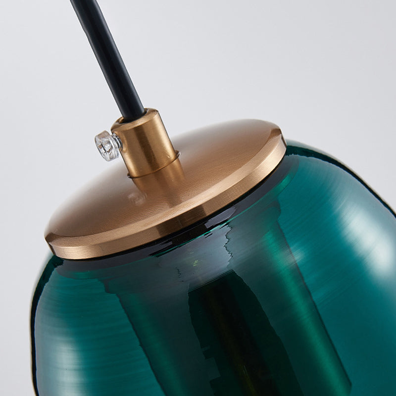 Lampe suspendue tubulaire en verre vert nordique - Lampe de plafond élégante pour chambre à coucher