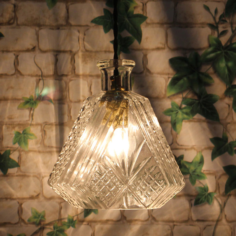 Minimalist Clear Prism Glass Diamond Hanging Lamp - 1-Light Pendant Light Fixture for Dining Room