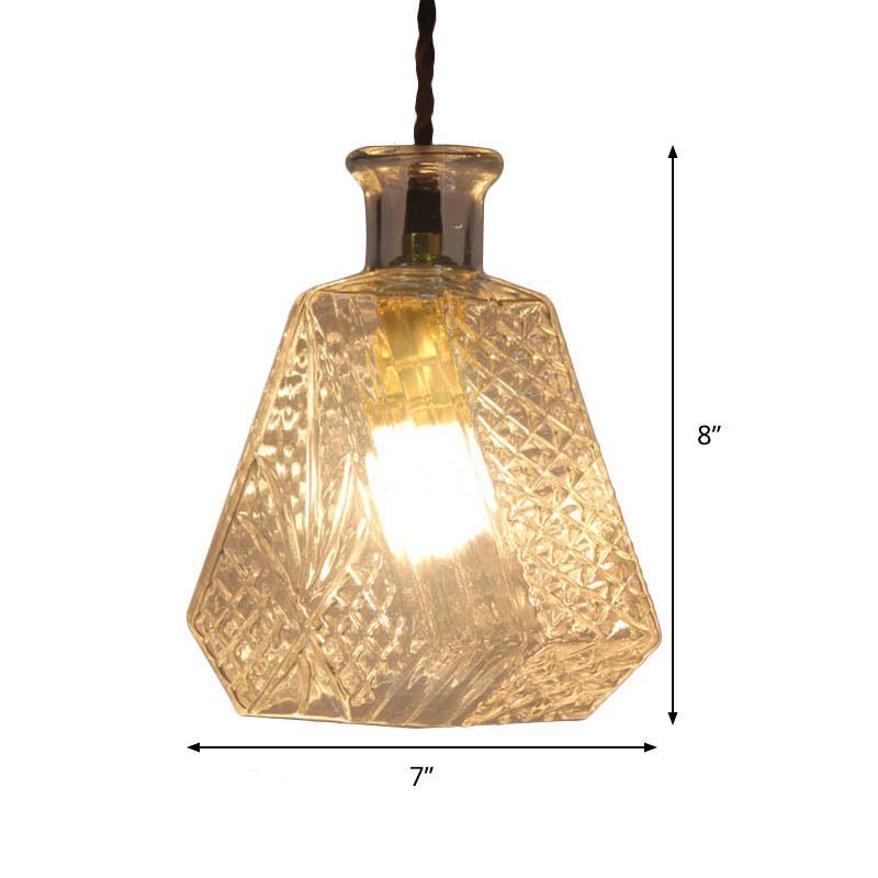 Minimalist Clear Prism Glass Diamond Hanging Lamp - 1-Light Pendant Light Fixture for Dining Room