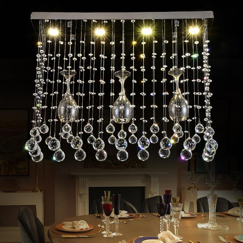 Contemporary Crystal LED Ceiling Mount Light with Chrome Finish in 3 Sizes
