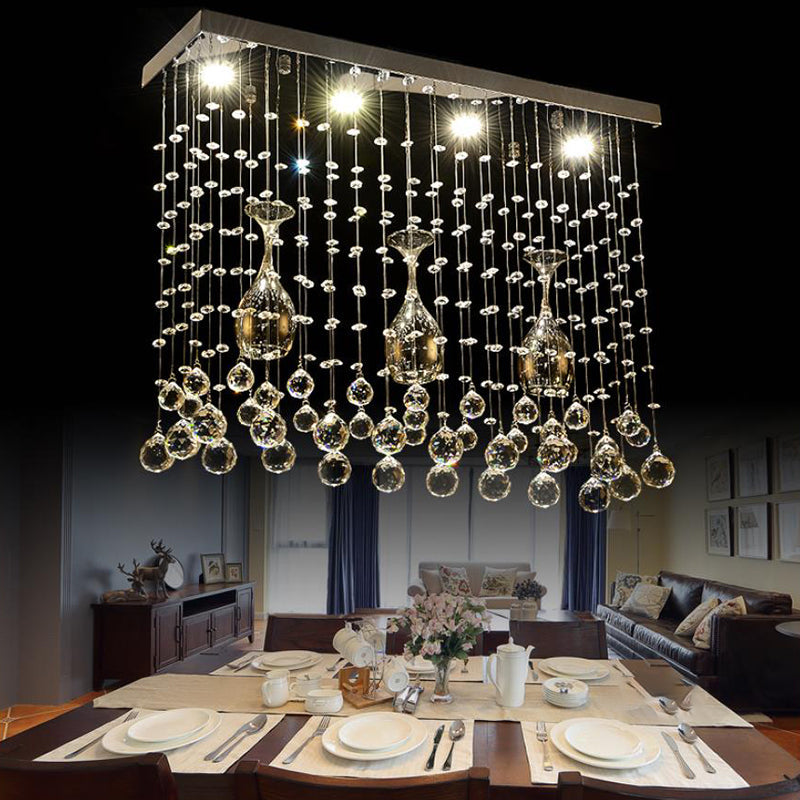 Contemporary Crystal LED Ceiling Mount Light with Chrome Finish in 3 Sizes