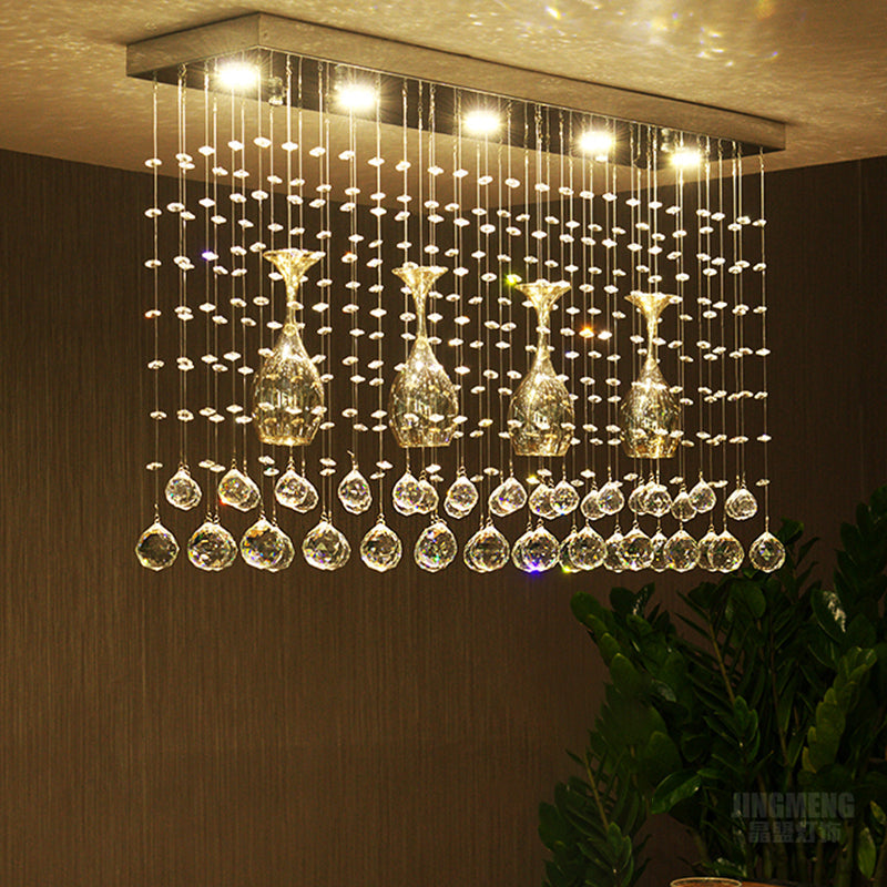 Contemporary Crystal LED Ceiling Mount Light with Chrome Finish in 3 Sizes