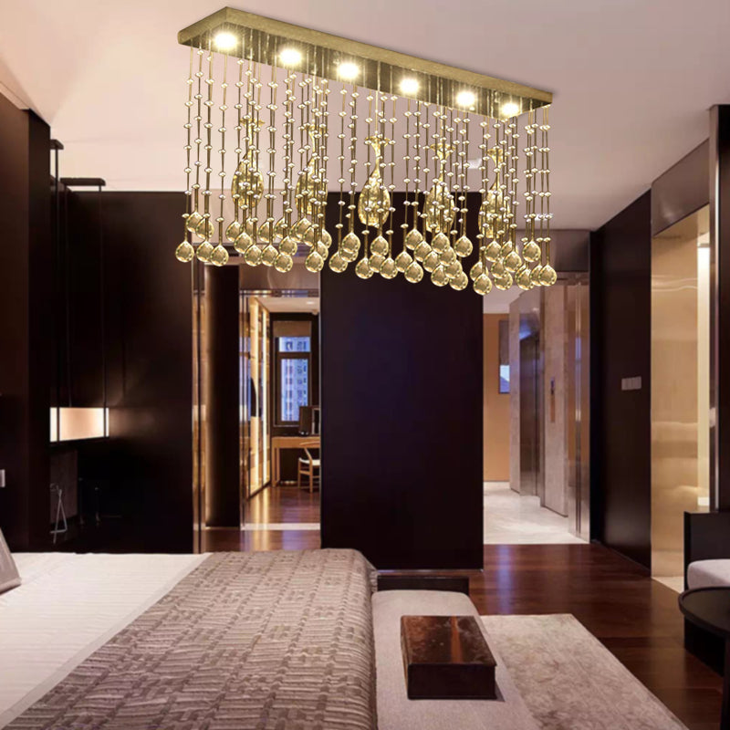 Contemporary Crystal LED Ceiling Mount Light with Chrome Finish in 3 Sizes