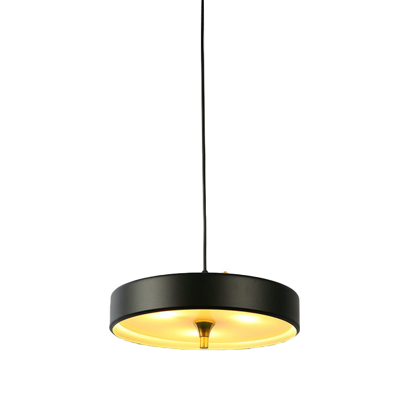 Modern Disk Pendant Light - Blue/White/Black Metal - Hanging Lamp for Bedroom