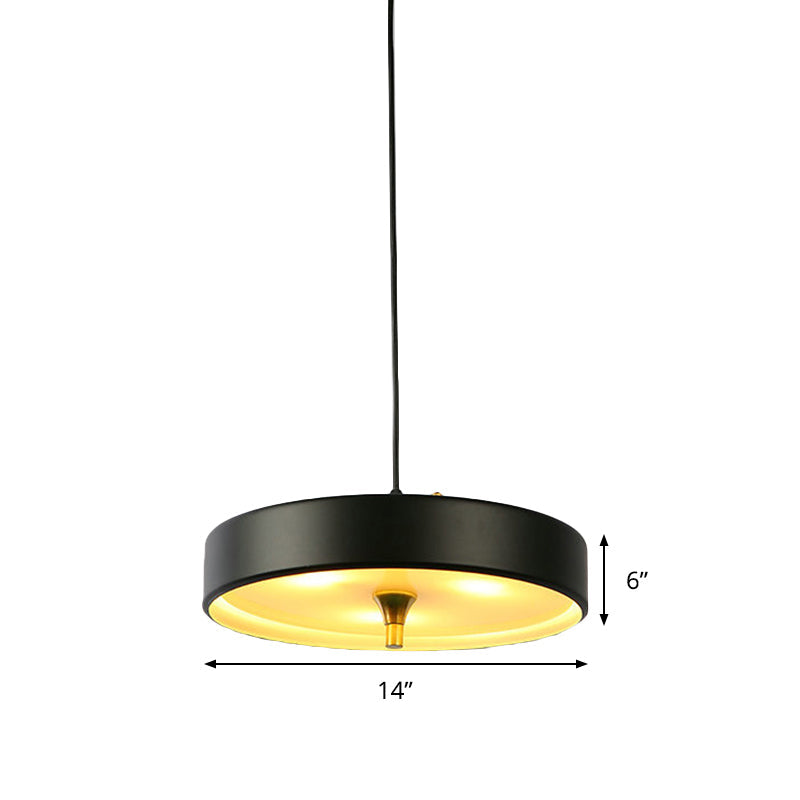 Modern Disk Pendant Light - Blue/White/Black Metal - Hanging Lamp for Bedroom