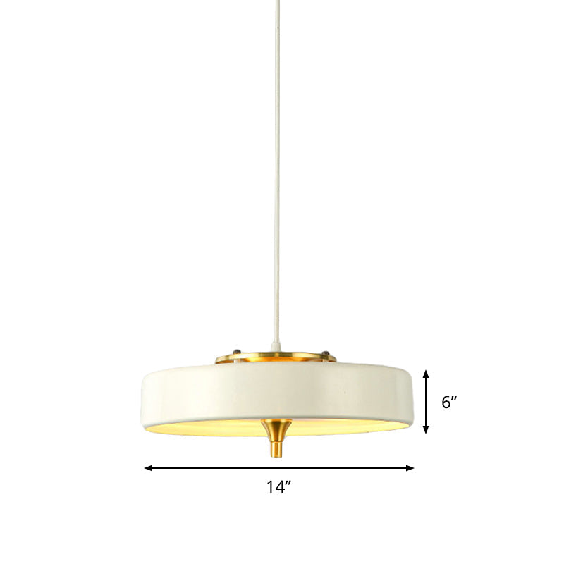 Modern Disk Pendant Light - Blue/White/Black Metal - Hanging Lamp for Bedroom