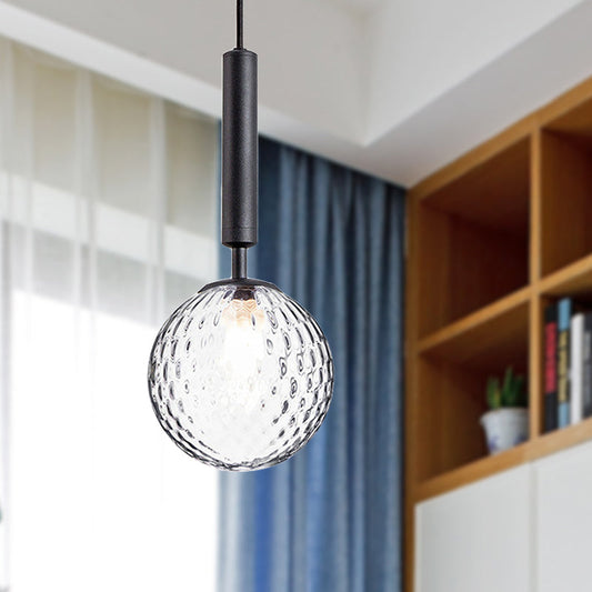 Modern Clear Prism Glass Pendant Light - 1 Head Hanging Lamp in Black/Brass