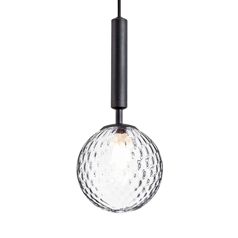 Modern Clear Prism Glass Pendant Light - 1 Head Hanging Lamp in Black/Brass